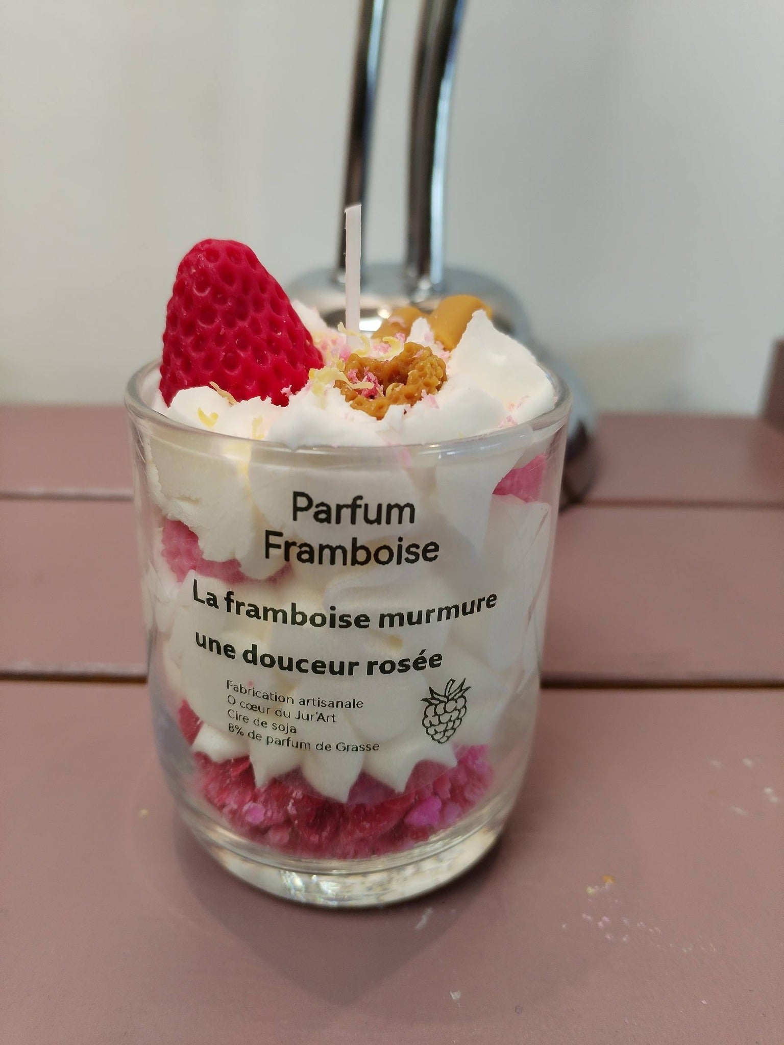 Bougie Artisanale Framboise - Cire de Soja Naturelle