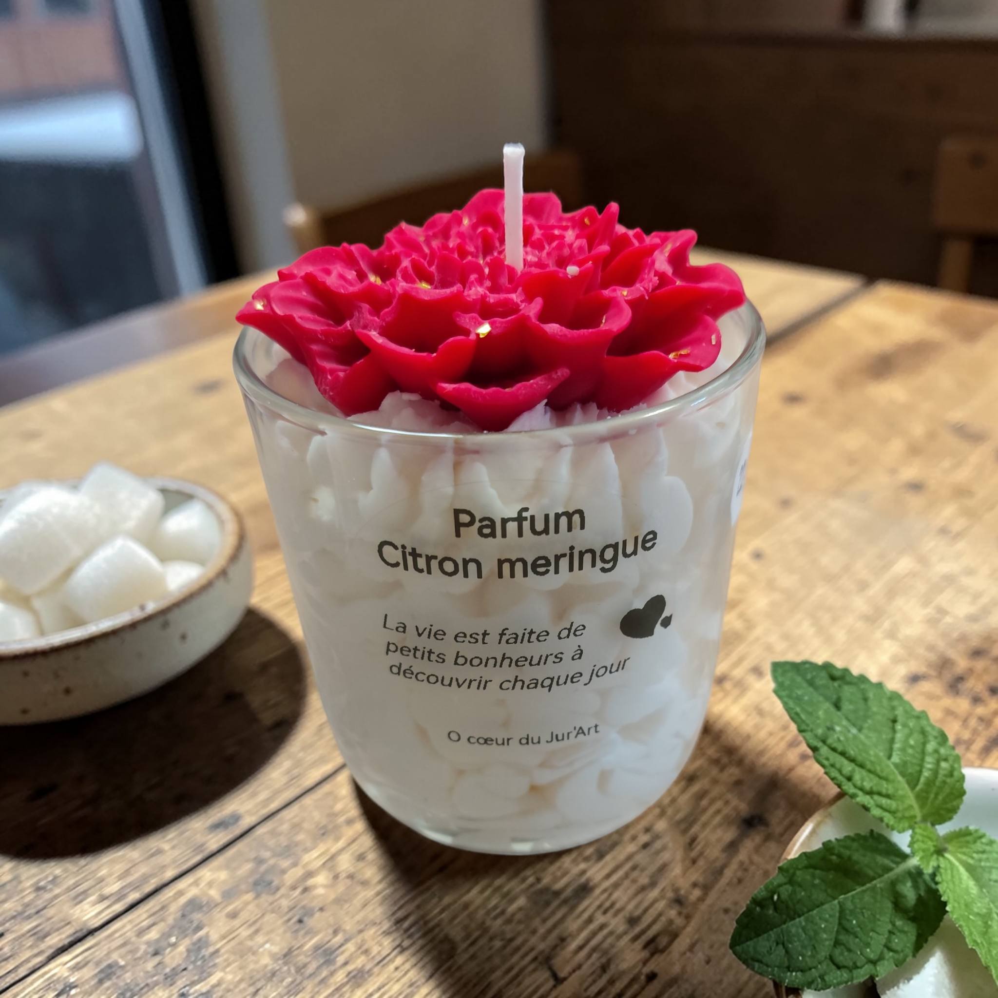 Bougie citron meringué artisanale – Bougie gourmande naturelle à la cire de soja