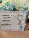 Porte-clés Quartz Rose, Pierre de Lune & Aigue-Marine Verte – Énergie & Sérénité