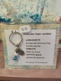 Porte-clés Labradorite, Howlite & Apatite Bleue – Sérénité & Protection